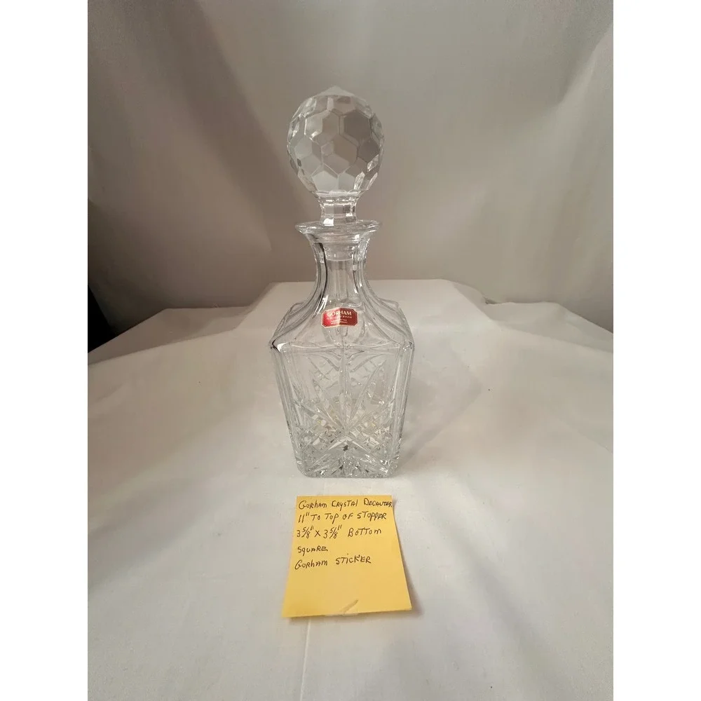 Gorham Full Lead Crystal Decanter Square Handcrafted West Germany Starburst 11in